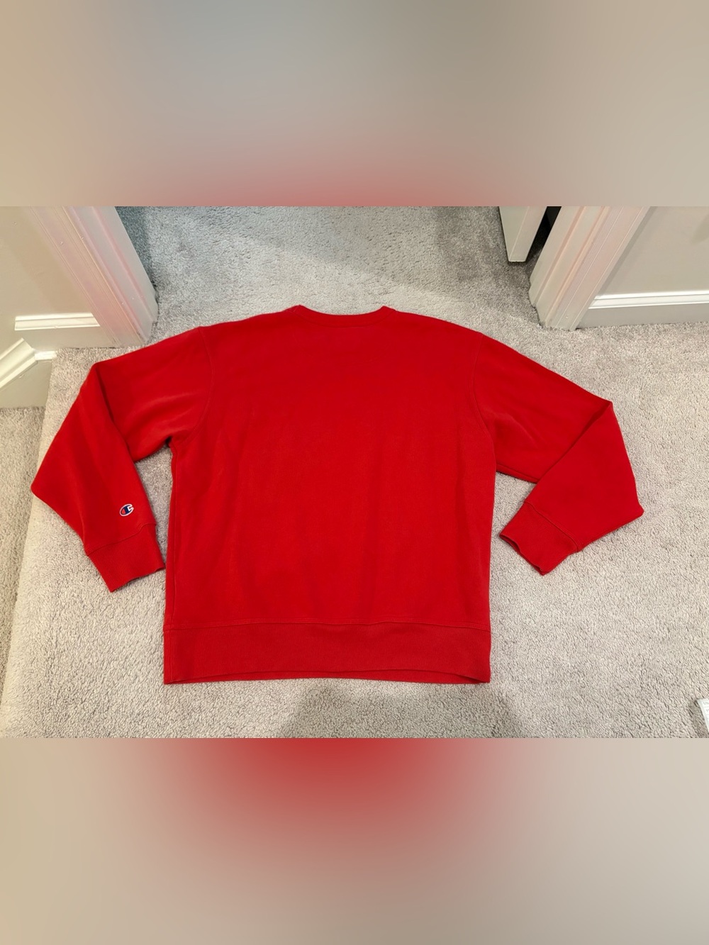 Champion Bright Red Crewneck with Script Logo - Picture 2 of 5